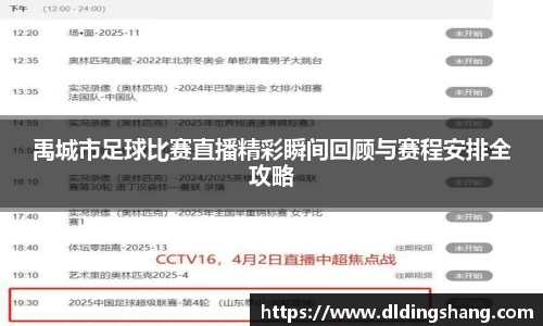 禹城市足球比赛直播精彩瞬间回顾与赛程安排全攻略