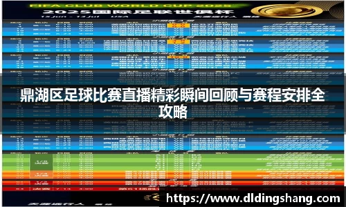 鼎湖区足球比赛直播精彩瞬间回顾与赛程安排全攻略